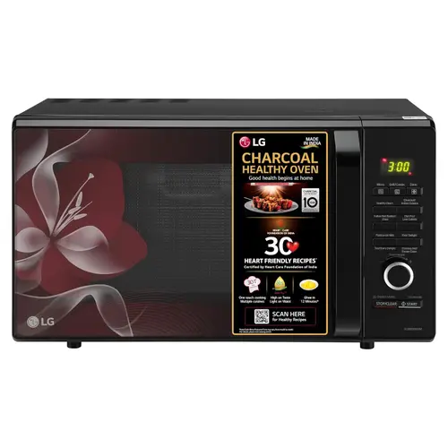 LG 28 Litres Charcoal Healthy Oven with Child Lock, Timed Cook, Auto Cook, Defrost, Warm (MJ2887BWUM)
