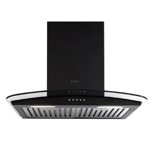 Elica Glace TF Trim ETB Plus LTW 60 Nero T4V LED Chimney with Baffle Filter, Touch Control Panel, Low Noise, Led Lamps, Exemplary Design (Black)