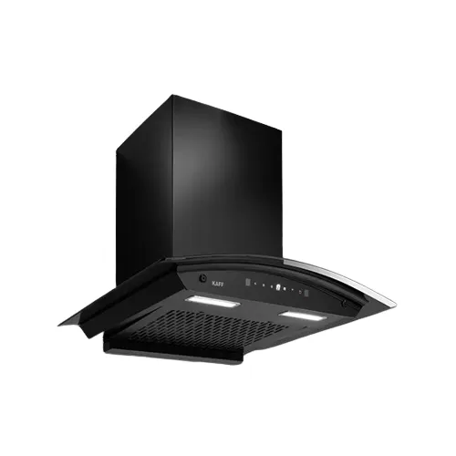 Kaff Chimney with Filterless, Touch Control, Matt Black Finish, Black Curved Tempered Glass (Black, MAINZDHC60)