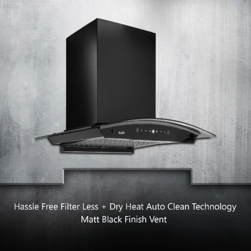 Kaff Chimney with Filterless, Touch Control, Matt Black Finish, Black Curved Tempered Glass (Black, MAINZDHC60) 2 Kaff Chimney with Filterless, Touch Control, Matt Black Finish, Black Curved Tempered Glass (Black, MAINZDHC60)