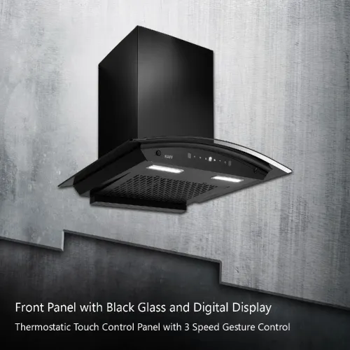 Kaff Chimney with Filterless, Touch Control, Matt Black Finish, Black Curved Tempered Glass (Black, MAINZDHC60) 5 Kaff Chimney with Filterless, Touch Control, Matt Black Finish, Black Curved Tempered Glass (Black, MAINZDHC60)