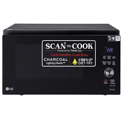 LG 32 Litres Wi-Fi Enabled Charcoal Microwave Oven with Child Lock | 30 Healthy Heart Auto Cook Menu | LG ThinQ (MJEN326SFW, Black)