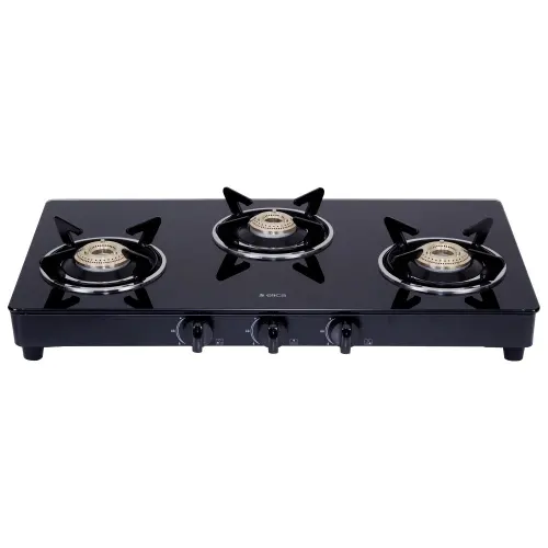 Elica 703 CT VETRO Cooktop with High Quality Knobs, Stainless Steel Support Plate, Toughened Glass, Euro Coated Grid, Rust Resistance Texture (Black)