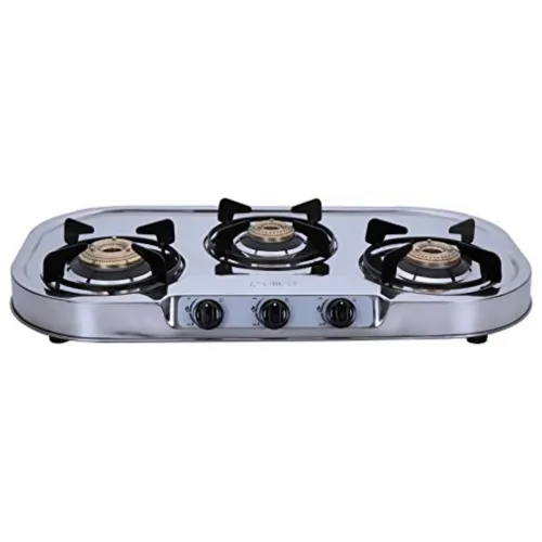 Elica Inox 753  SS Cooktop with Manual Ignition, Round Euro Coated Grid, Smooth Operating Knobs, Heavy Brass Burners, Stainless Steel Body (Silver)