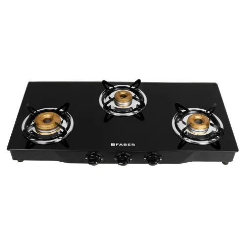 Faber Jumbo Cooktop with Manual Ignition, Brass Burner, 3 Burner (Black, 3BB BK)
