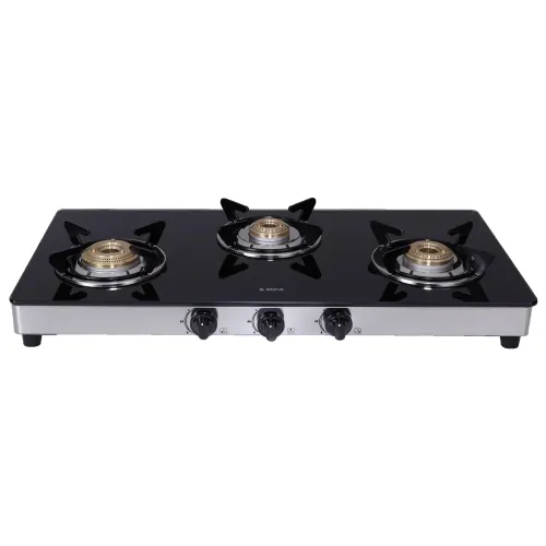 Elica 773 CT Vetro Cooktop with  Double Drip Tray, Euro Coated Grid, High Quality Knobs, Heavy Brass Burners, Stainless Steel Finish (DT Series)