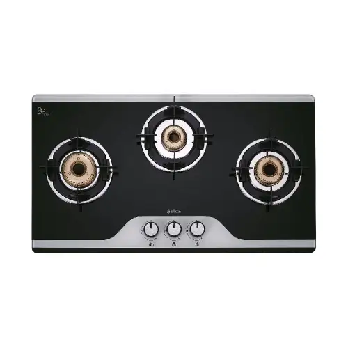 Elica 773 CT Vetro Cooktop with Dual Tone Toughened Glass, Double Drip Tray, Ultra Slim Frame, Bakelite Knobs (TKN CROWN DT AI SERIES)