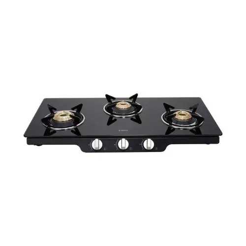 Elica Patio ICT 773 Cooktop with Forged Brass Burners, Square Enameled Grid, Toughened Glass, Euro Coated Grid (Black, SPF SERIES)