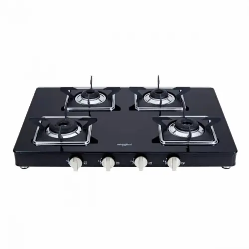 Whirlpool Grandiosa Prime 694 CT Cooktop with 4 Burners, Metallic Knobs, 8 mm Toughened Glass (Black, GRANDIOSAPRIME694CTBR)