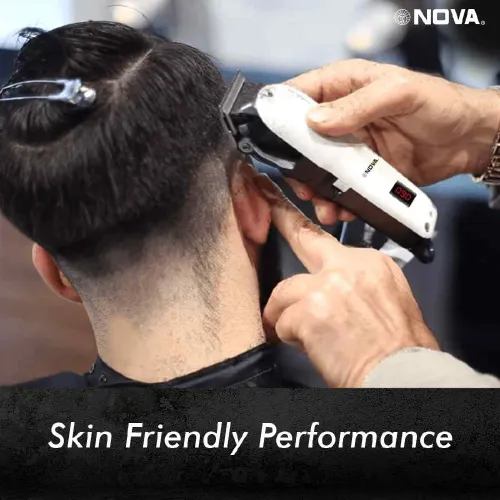 Nova Professional Hair Clipper with 5 Length Setting, Ultra Sharp Blades, White (NHT-1083)