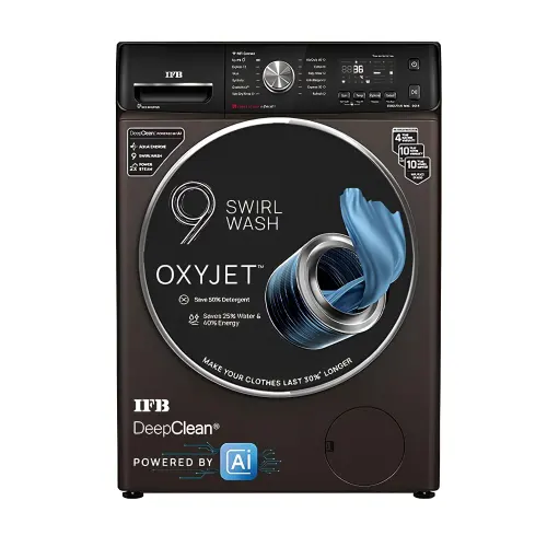 IFB 9 KG 5 Star AI Eco Inverter Fully Automatic Front Load Washing Machine|Wi-Fi|Oxyjetâ¢|2X Power Steam|4 Years Warranty (Executive MXC 9014, Mocha)