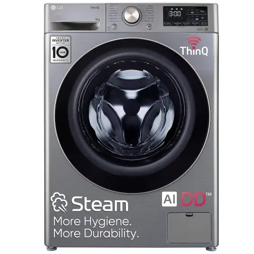 LG 10 KG 5 Star Inverter Fully Automatic Front Load Washing Machine| 6 MotionÂ® Direct Drive| Wi-Fi| Turbo Wash| Steam| 1400 RPM (FHP1410Z7P, Platinum)