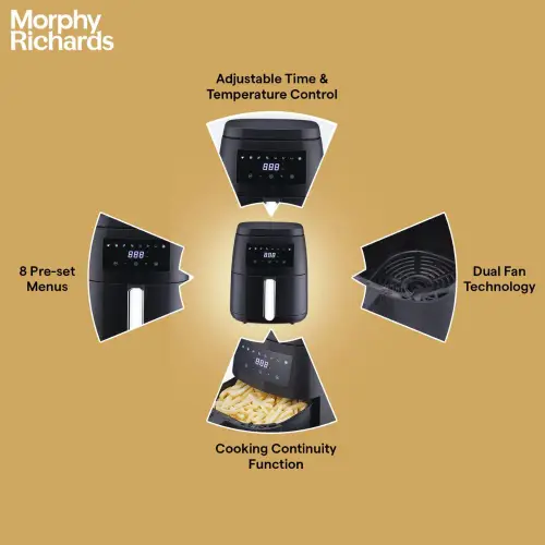 Morphy Richards Digital 5 Litres Air Fryer with Adjustable Time, Temperature Control, 8 Pre-Set Menus (Black) 4 Morphy Richards Digital 5 Litres Air Fryer with Adjustable Time, Temperature Control, 8 Pre-Set Menus (Black)