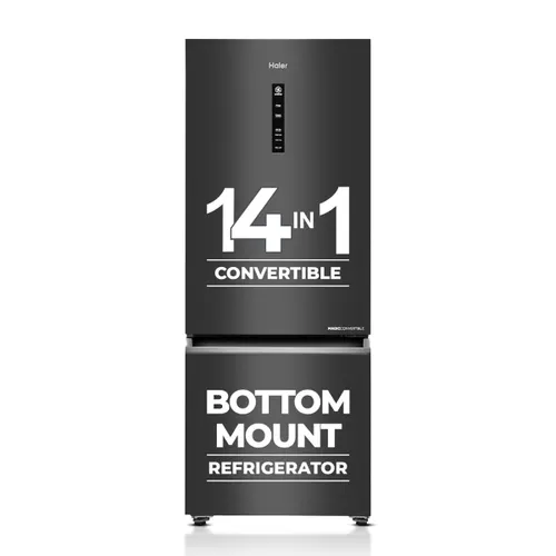 Haier 445 Litres 2 Star Double Door Frost Free Inverter Refrigerator with 14 in 1 Convertible, Magic Cooling (HRB-4952BGK-P, Graphite Black)