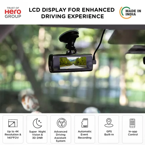 Qubo Smart Dashcam Pro 4K Dash Camera with Built-in GPS | 2.8 Inch IPS Screen | Suction Mount (Black)