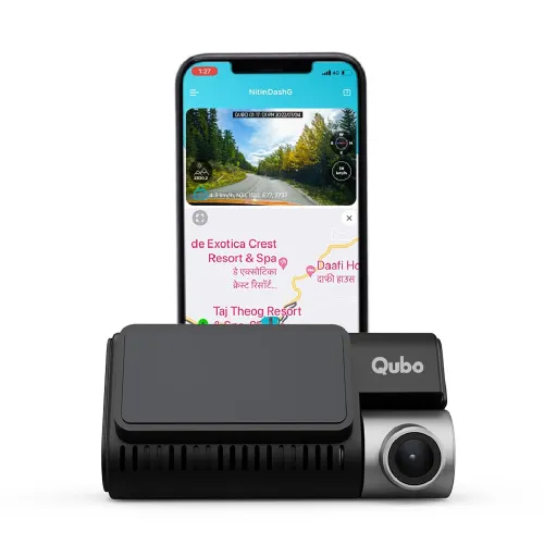 Qubo Smart Dashcam Pro 3K with Built-in Wi-Fi & GPS | Sony IMX335 Sensor | Superior Night Vision (Black)
