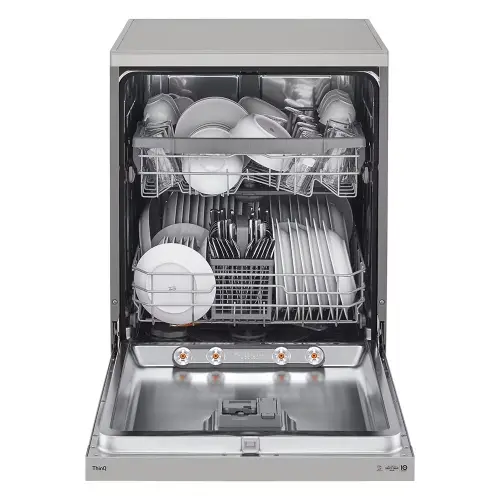 LG 14 Place Settings Free Standing Dishwasher with TrueSteam, QuadWash & Inverter Direct Drive (DFB532FP, Silver)
