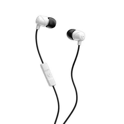 Skullcandy Jib Earbuds with Microphone, Noise Isolating Fit, Call and Track Control (White Black)