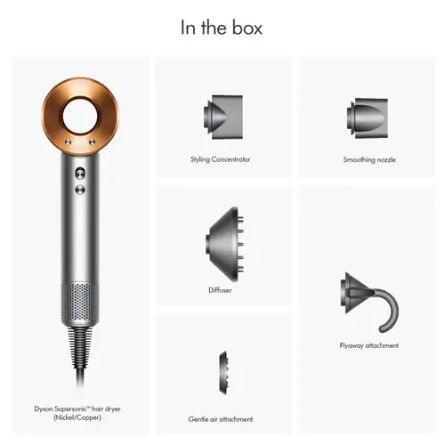 Dyson Supersonic 1380 W Hair Dryer with 4 Precise Heat Setting, Nickel & Copper (389934-01) 4 Dyson Supersonic 1380 W Hair Dryer with 4 Precise Heat Setting, Nickel & Copper (389934-01)