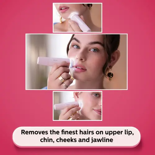 Philips Facial Hair Remover with Wide Hypoallergenic Head, Non-Invasive Trimming Technology (BRR454/00)