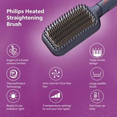 Philips Heated Straightning Brush with Silk Protect technology, Blue (BHH885/10) 9 Philips Heated Straightning Brush with Silk Protect technology, Blue (BHH885/10)