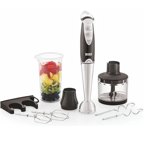Boss Quickmix Hand Blender with Detachable Stainless Steel Shaft, 450Watt, Speed with Turbo, Chopper Attachment, Handy & Powerful (B117)