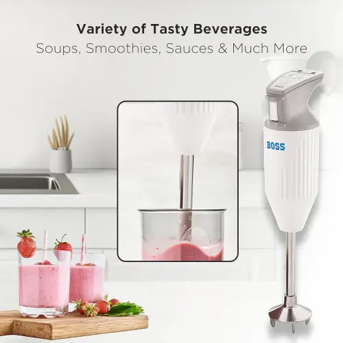 BOSS Portable Hand Blender B131 with 180W Motor, Variable speed control (Grey)