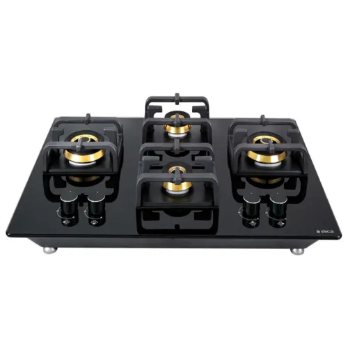 Elica Flexi Pro 4 Burner HOB with Multi-Flame Control, Cast Iron Grid, Free Standing Hob, Ring Brass Burners, Auto-Ignition System (FB-4-B-70-MT-DX)