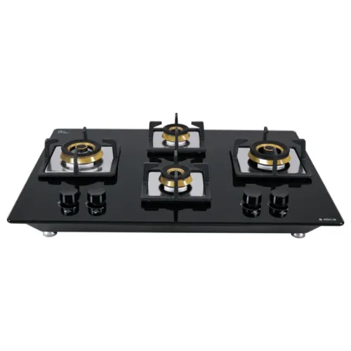 Elica 4 Burner HOB Flexi FB HCT 470 DX with Heat Resistant Knobs, Frontal Controls, Electronic Ignition System, Free Standing Hob, Tempered Glass