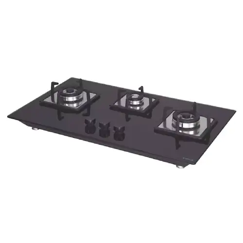 Elica Flexi AB Hob with High Quality Knobs, Free Standing Cook Top, Heavy Brass Burner, Ultra Slim Floating Design, Automatic Ignition (HCT-375-DX)