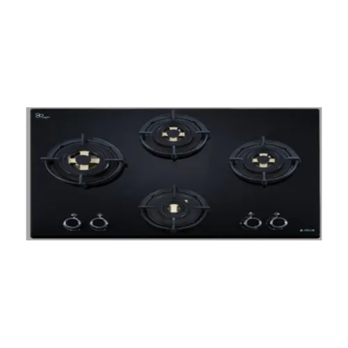 Elica Built in Hob with 4 Brass Burner, Auto Electric Ignition, Cast Iron Pan Support (Black, DFSFBMFC4B91)