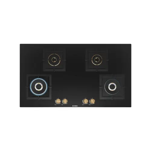 Bosch Series 4 Built in Hob 90 cm Tempered Glass, Flame failure safety device, 4 Burner (Black, PNF9B6F20I)
