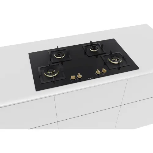 Bosch Series 4 Built in Hob 90 cm Tempered Glass, Flame failure safety device, 4 Burner (Black, PNF9B6F20I) 4 Bosch Series 4 Built in Hob 90 cm Tempered Glass, Flame failure safety device, 4 Burner (Black, PNF9B6F20I)