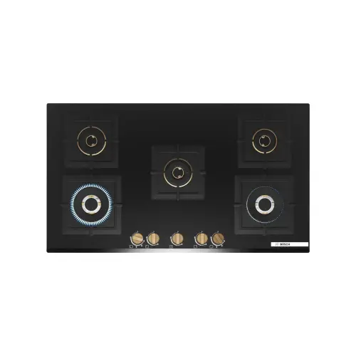 Bosch Series 6 Built in Hob 90 cm Tempered Glass, Flame failure safety device, 5 Burner (Black, PNV9B6G20I)