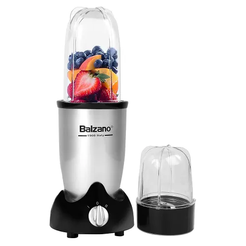 Balzano High Speed Nutri Blender, Mixer, Smoothie Maker with Single Knob Operation, Double Safety Interlock System, BPA Free (EK3350, Silver)