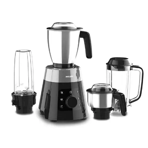 Philips Avance Collection Mixer Grinder 750W | Soft Sound Tech | 5 Preset Modes | Intelli-Speed | Digital Interface | Safety Switch (Bold Black & Silver, HL7777/00)