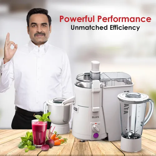 Sujata Powermatic Plus Juicer Mixer Grinder | 900W Motor | 22000 RPM | 90 Minutes Continuous Running | 2 Jars | White 3 Sujata Powermatic Plus Juicer Mixer Grinder | 900W Motor | 22000 RPM | 90 Minutes Continuous Running | 2 Jars | White